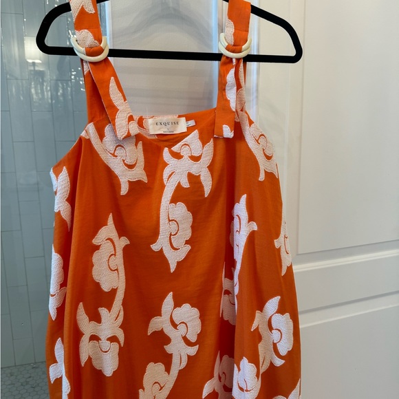 NWOT-never worn. Anthropologie Exquise orange/white dress. - Picture 7 of 8